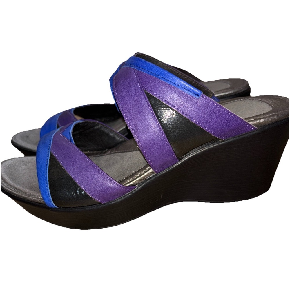 $165 NAOT 41/10 Color block Sandals Siren Platform Wedge Slides Grannycore‎